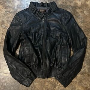 Danier Black Leather Zip Jacket